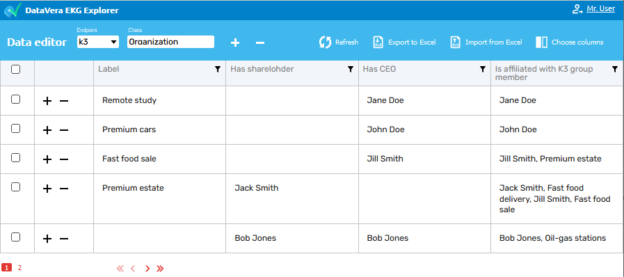 Interacting with data in the DataVera EKG Explorer interface